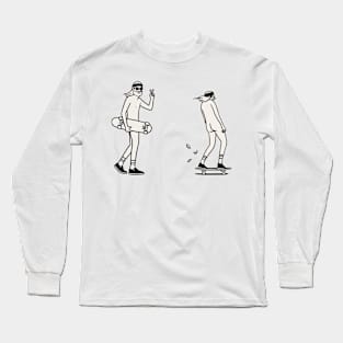 Hipster Skateboarder 2 X Hipster Skateboarder love - Digital Drawing - B&W Long Sleeve T-Shirt